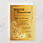 12x18 Yellow Masquerade Sweet 16 Geburtstag Einlad Einladung (Vorne/Hinten)