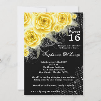 12x18 Yellow Roses Sweet 16 Birthday Einladung