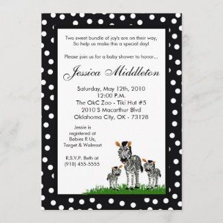 12x18 Zebra Mama TWIN Babydusche Einladung