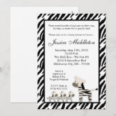 12x18 Zebra Momma TRIPLET Kinderdusche Einladung (Vorne/Hinten)