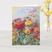 12x18 Zinnia Watercolor Greeting Card (Blank Insid Karte (Gelbe Blume)