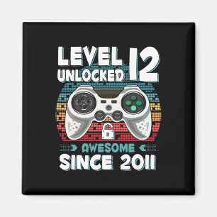 12yr Bday Son Boy Funny Gamer 12th 12 Year Old Bir Magnet