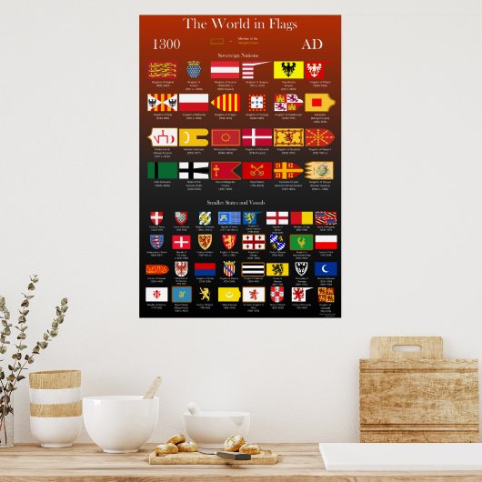1300 AD Flaggen der Welt Poster (Küche)