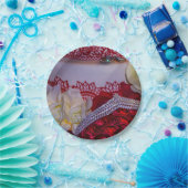 1304-Hochzeitstorte, Bouquet und Rings Pappteller (Party)