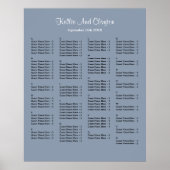 130 Blue Simple Wedding Seating Chart Poster (Vorne)