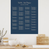 130 Classic Blue Simple Wedding Seating Chart Poster (Küche)