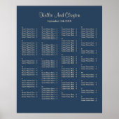 130 Classic Blue Simple Wedding Seating Chart Poster (Vorne)