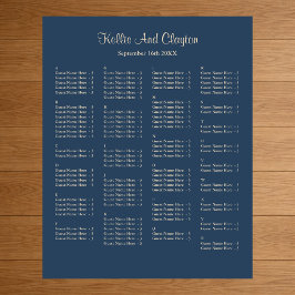 130 Classic Blue Simple Wedding Seating Chart Poster