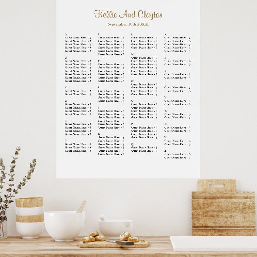 130 Einfache Hochzeitssitzkarte Poster (Küche)