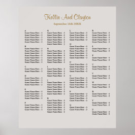 130 Gray Simple Wedding Seating Chart Poster