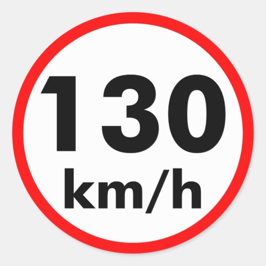 130 km/h runder aufkleber (Vorderseite)