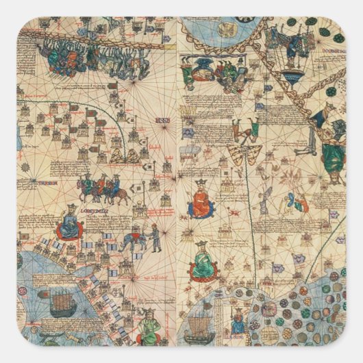 131-0058260/1 Katalanische Atlas: Detail Asien, vo Quadratischer Aufkleber (Vorderseite)