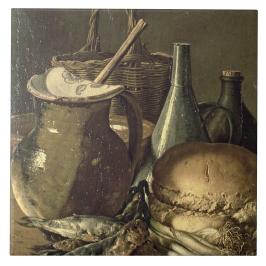 131-0058519/1 Stillleben mit Fischen, Porrees und Fliese (Vorderseite)