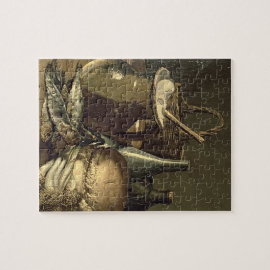 131-0058519/1 Stillleben mit Fischen, Porrees und Puzzle (Horizontal)
