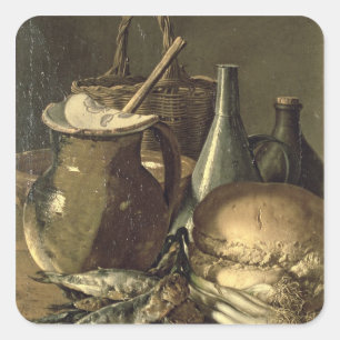 131-0058519/1 Stillleben mit Fischen, Porrees und Quadratischer Aufkleber