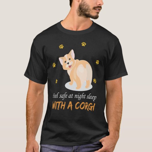 132 fühlen sich bei Nachtruhe mit Corgi sicher T-Shirt (Vorderseite)