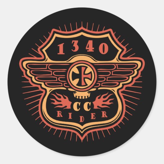 1340cc Rider Runder Aufkleber (Vorderseite)