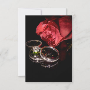1362-Rote Rose mit Hochzeitsrennen Einladung