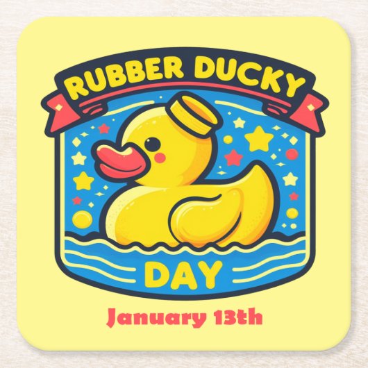 13.01. - Gummi Ducky Day Rechteckiger Pappuntersetzer (Vorderseite)