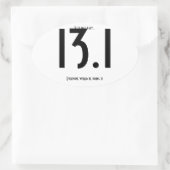 13,1 Halbmarathon Ovaler Aufkleber (Tasche)