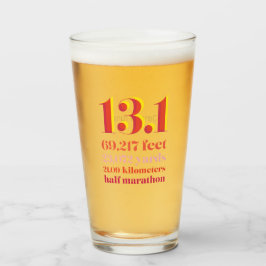 13.1 Halbmarathon Race Distance Yellow Red Glas