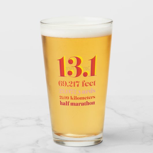 13.1 Halbmarathon Race Distance Yellow Red Glas (Vorne (Gefüllt))