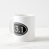 13,1 Halbmarathon-schwarzes Oval Kaffeetasse (Vorderseite Links)