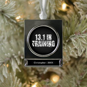 13.1 in Training Halbmarathon Laufen gebrochen Wor Banner-Ornament Silber