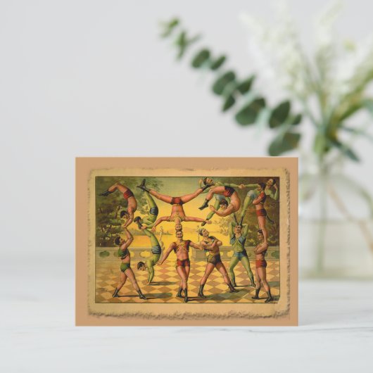 13 Acrobats Old Circus Poster auf Tshirts Postkarte (Stehend Vorderseite)