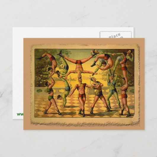 13 Acrobats Old Circus Poster auf Tshirts Postkarte (Vorne/Hinten)