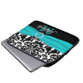 13" Aqua Schwarz-weiße IMITAT Band-Laptop-Hülse Laptopschutzhülle (Vorne Knopf)