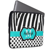 13" Aquaschwarzer Zebra Stripes Laptopschutzhülle (Vorne Rechts)
