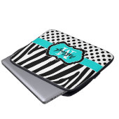 13" Aquaschwarzer Zebra Stripes Laptopschutzhülle (Vorne Knopf)
