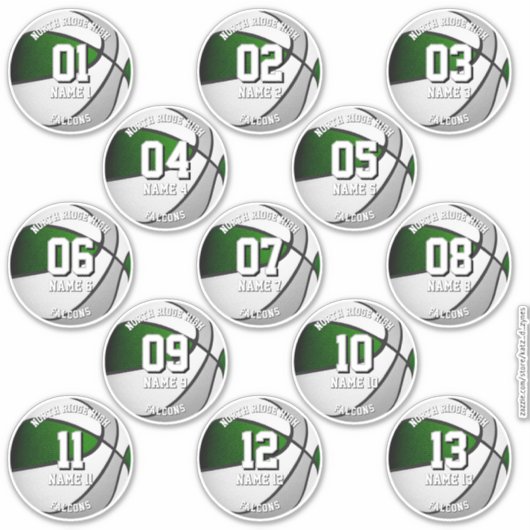 13 basketball sticker set green gray team colors (Vorderseite)