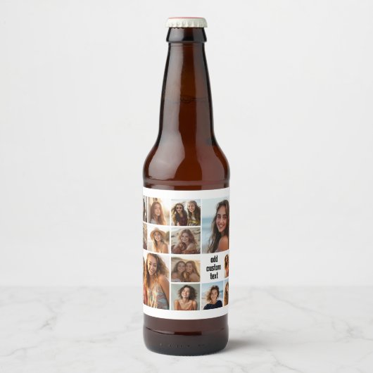 13 Collage Monogramm schwarz - Farbe bearbeiten Bierflaschenetikett (Vorderseite)