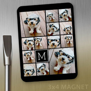 13 Collage Monogramm schwarz - Farbe bearbeiten Magnet