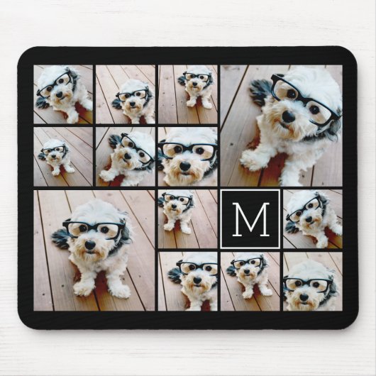 13 Collage Monogramm schwarz - Farbe bearbeiten Mousepad (Vorne)