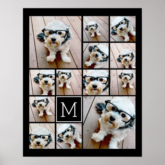 13 Collage Monogramm schwarz - Farbe bearbeiten Poster (Vorne)