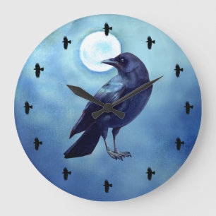 13-Crows Blue Acrylic Wall Clock Große Wanduhr