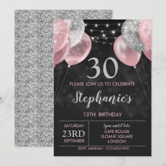 13. Einladung Pink Silver Geburtstag Einladung