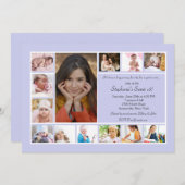 13 Einladung von Foto Collage Vertical Blue Foto (Vorne/Hinten)