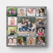 13 Familienfoto Collage Template Grau Wood Fotoplatte (Vorderseite)
