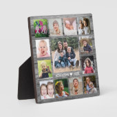 13 Familienfoto Collage Template Grau Wood Fotoplatte (Vorderseite)