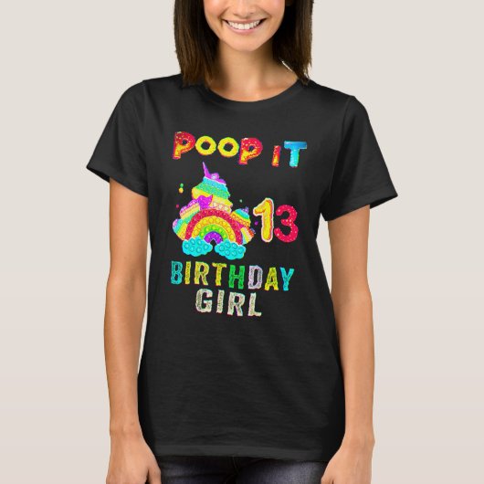 13. Fidget Pop It Birthday Girl Party Dreizehn 13 T-Shirt (Vorderseite)