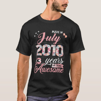 13. Floral für Geboren im Juli 2010 T-Shirt