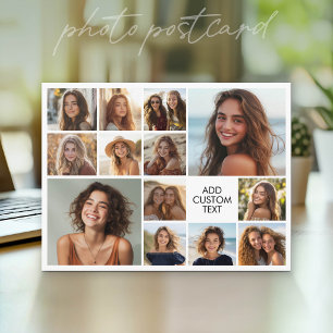 13 Foto-Collage-Gitter weißer Hintergrund schwarze Postkarte