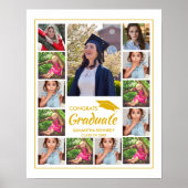 13 Foto-Collage Goldene Kappe Gratuliere Absolvent Poster (Vorne)