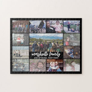 13 Foto-Collage Optional Text -- Familie - schwarz Puzzle