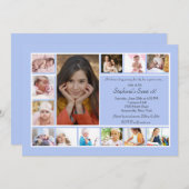 13 Foto-Collagen-vertikale blaue Foto-Einladung 2 Einladung (Vorne/Hinten)
