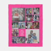 13 FotoCollage and Text - Kann Hot Pink bearbeiten Fleecedecke (Vorderseite)